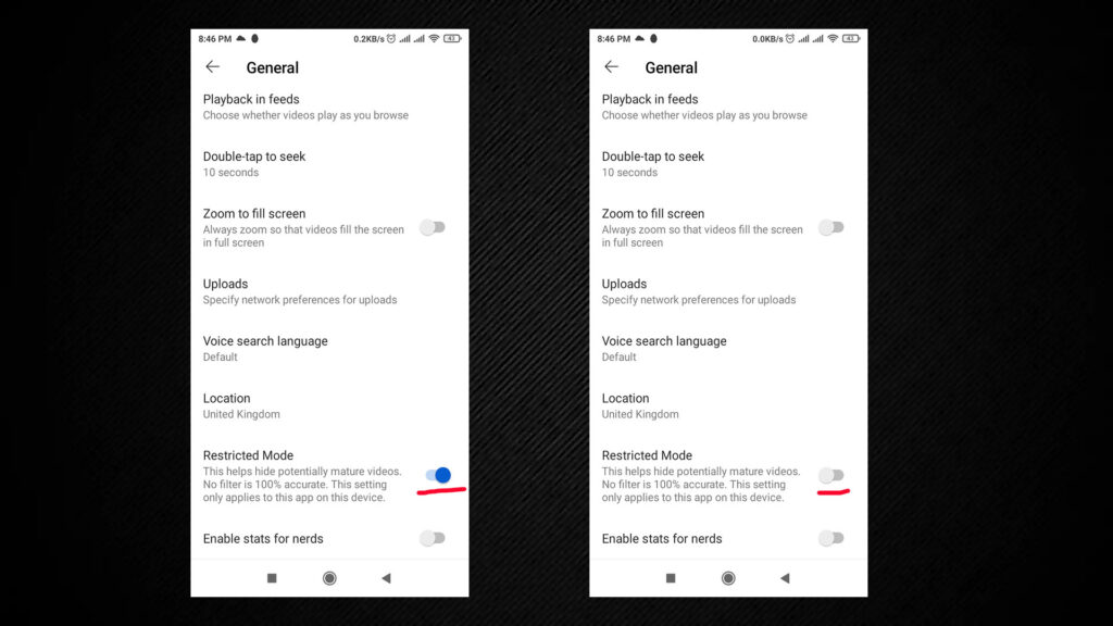 Turn off Restricted Mode on YouTube app from an Android device 02