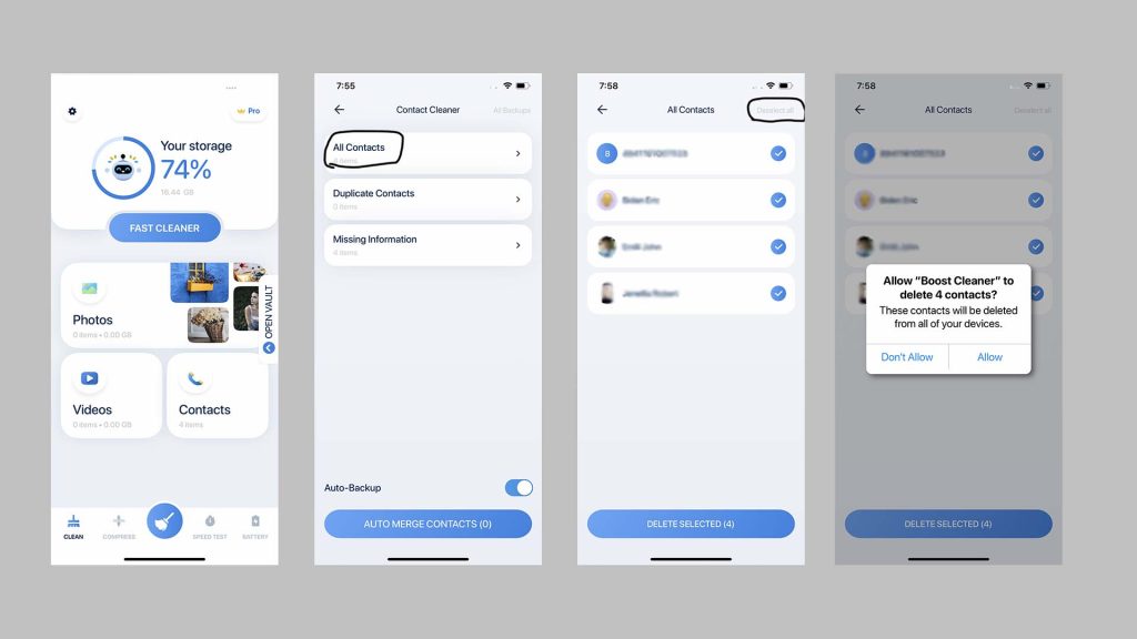 Here’s how to delete all contacts on iPhone using the Boost Cleaner app