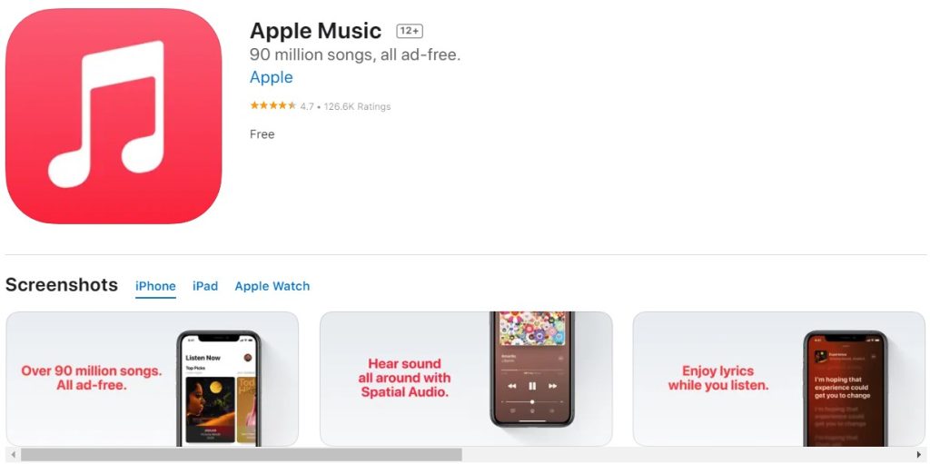 Apple Music - best cache music apps for iPhone