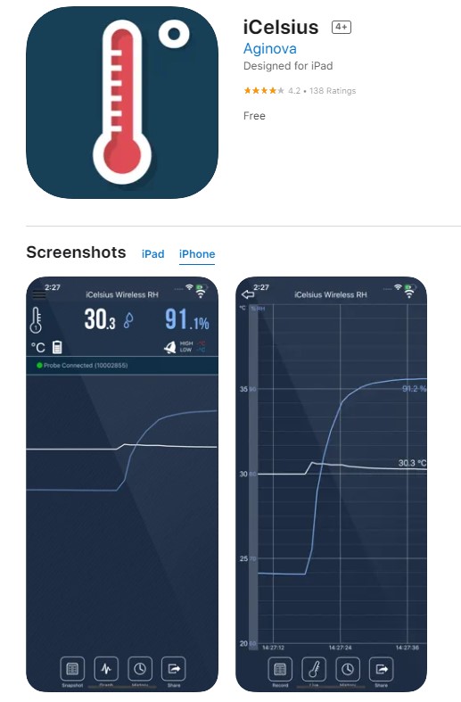 iCelsius - body temperature app for iPhone