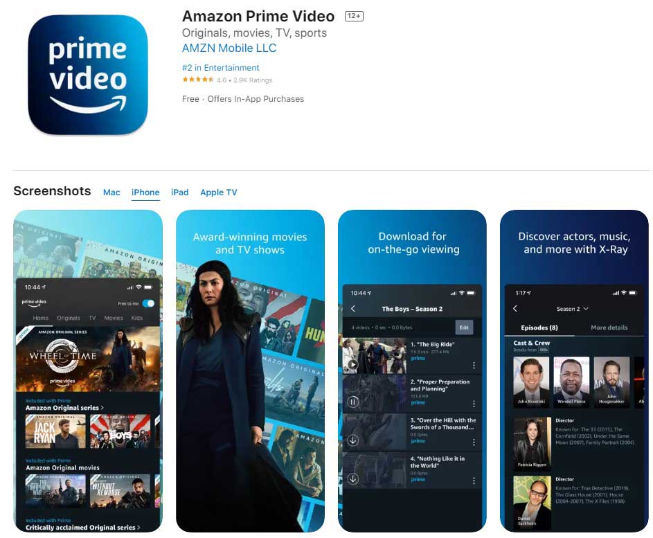 Amazon Prime - movie tube app for iPhone