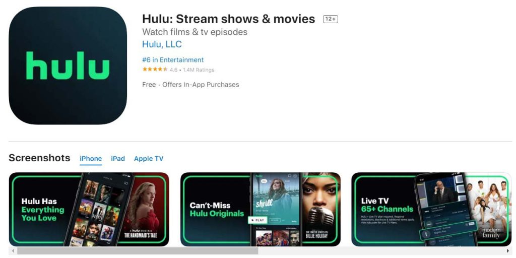 Hulu: Movie tube app for iPhone