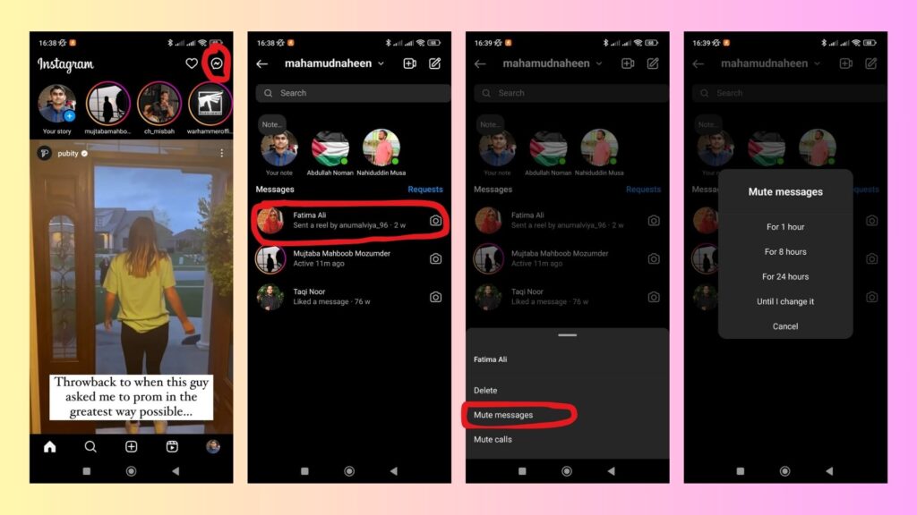 To mute someone on your Instagram messages